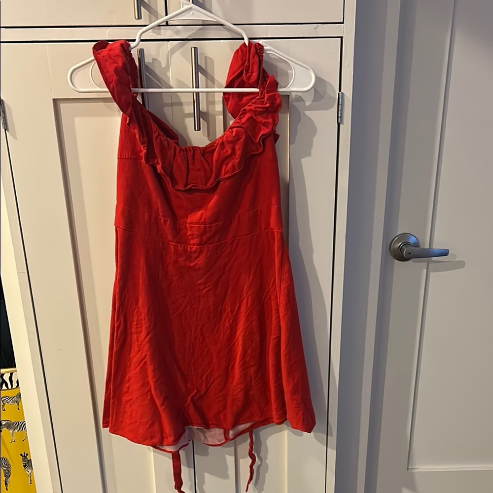 Red Ruffled Sleeveless Dress